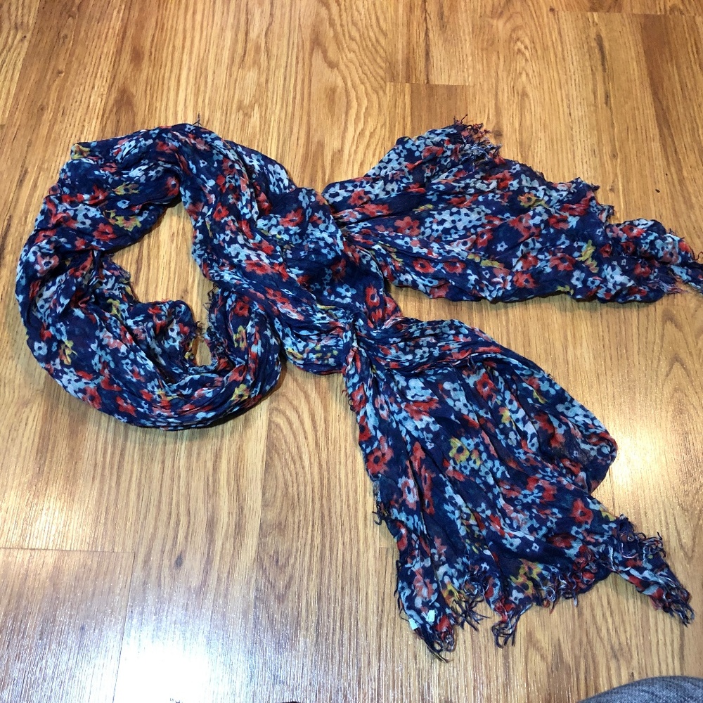 Blue & Red Floral Scarf
